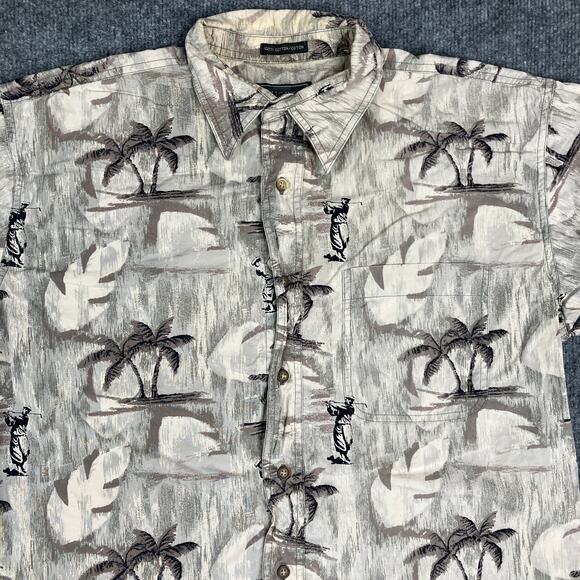 Knights Sportswear Shirt Mens M Hawaiian Palm Tree Print Button Down Cotton - Picture 1 of 9